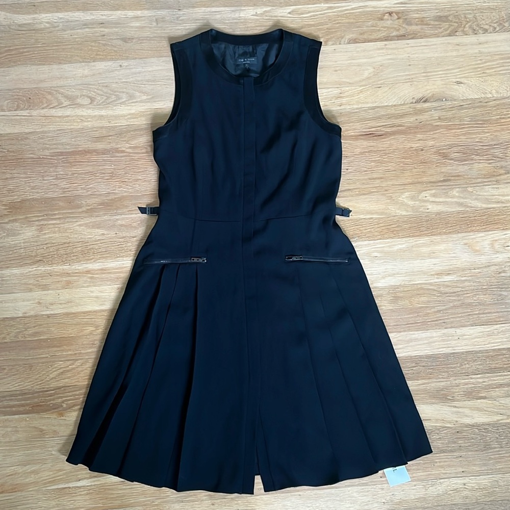 Rag & Bone pleated, lined, full length zipper knee length dress, 6
